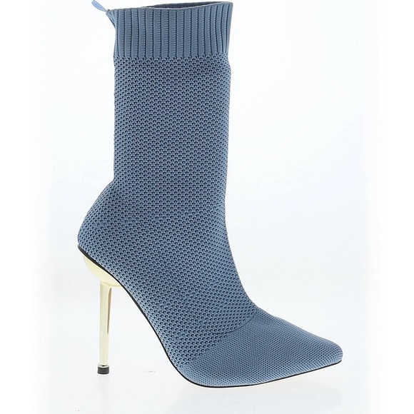 Liliana Stretch Fabric Knit Sock High Stiletto Booties Size 9 M. - Picture 1 of 16